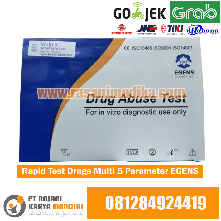 Toko Jual Rapid test kit drugs Multi 5 parameter EGENS Isi 25 alat tes cek uji deteksi urine cepat narkoba narkotika napza Multidrugs Abuse 5 Panel akurat harga murah